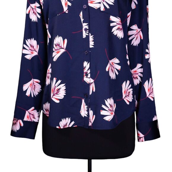 Express Women's Shirt Portofino Button Up Floral Slim Fit Colorful Blouse Top M - Picture 6 of 8